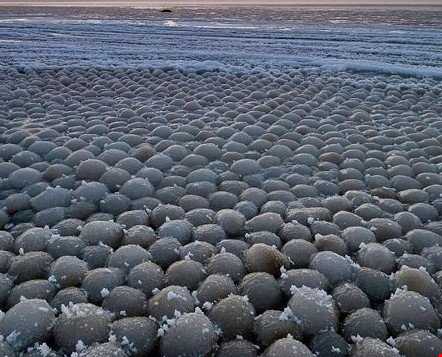 این ساحل زمستانها توپ یخ میسازد
