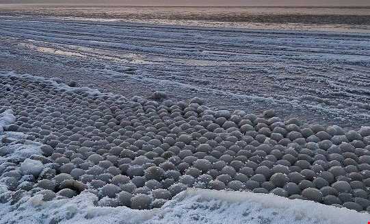 این ساحل زمستانها توپ یخ میسازد